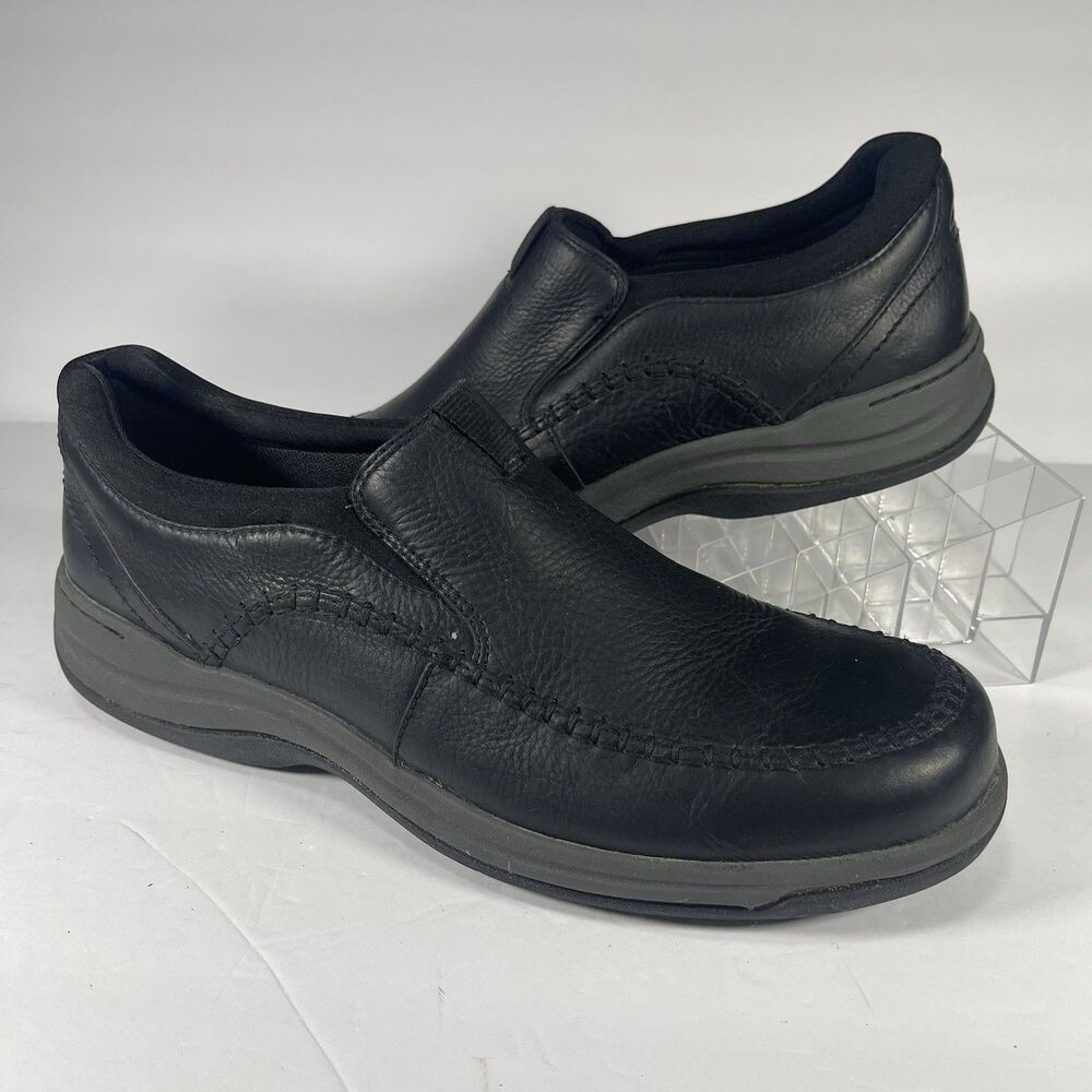Clarks Men's Black Leather Slip-On Loafers Casual Comfort Rubber Sole US 10.5 M